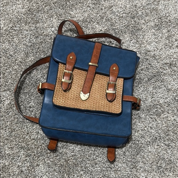ModCloth Authentically Academic Backpack Blue & Brown - Picture 2 of 6